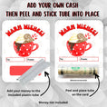 Load image into Gallery viewer, This image shows how to attach the money tube to the Warm Wishes money card.