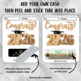 Load image into Gallery viewer, This image shows how to attach the money tube to the Congrats 2026 Graduation Money Card Kit.