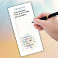 Load image into Gallery viewer, This image shows the Checklist Notepad - Monkey Playing Guitar with a list started.