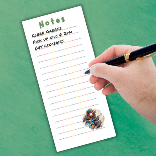 This image shows the Notes Notepad - Monkey Playing Guitar with a list started.