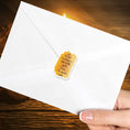 Load image into Gallery viewer, This image shows the personalized holiday sticker on the back of an envelope.