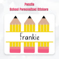 Load image into Gallery viewer, This cover image shows the personalized schooThis cover image shows the personalized school sticker on a cloudy background.l sticker on a cloudy background.