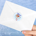 Load image into Gallery viewer, This image shows the personalized holiday sticker on the back of an envelope.