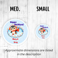 Load image into Gallery viewer, This image shows the medium and small holiday stickers side-by-side for a size comparison, and it says “Approximate dimensions are listed in the description.