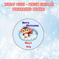 Load image into Gallery viewer, This image shows the Personalized Holiday Stickers - Penguin Christmas.