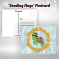 Load image into Gallery viewer, This image show the Sending Hugs! postcard with a pirate turtle in the center.