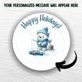 Load image into Gallery viewer, This image shows where your personalized message will be printed on the Personalized Holiday Stickers - Polar Bear Fishing.