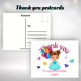 Load image into Gallery viewer, This image shows the front and back of the thank you postcards.