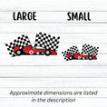 Load image into Gallery viewer, This image shows large and small race car with flags stickers next to each other.