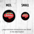 Load image into Gallery viewer, This image shows medium and small Personalized Holiday Stickers - Retro Holidays next to each other.