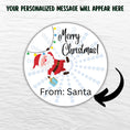Load image into Gallery viewer, This image shows where your personalized message will be printed on the Personalized Holiday Stickers - Santa Merry Christmas.