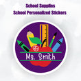 Load image into Gallery viewer, This cover image shows the personalized school sticker on a cloudy background.