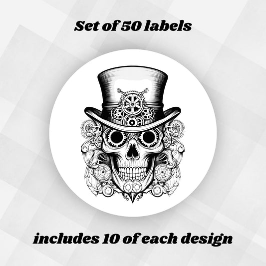 This image shows one of the Steampunk Sugar Skull designs.