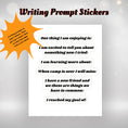 Load image into Gallery viewer, This image shows the writing prompt stickers with six different topics.