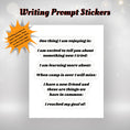 Load image into Gallery viewer, This image shows the writing prompt stickers with six different topics.