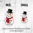 Load image into Gallery viewer, This image shows the medium and small holiday stickers side-by-side for a size comparison, and it says “Approximate dimensions are listed in the description.
