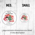 Load image into Gallery viewer, This image shows medium and small Personalized Holiday Stickers - Snowman Christmas next to each other.