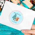 Load image into Gallery viewer, This image shows the personalized holiday sticker on the back of an envelope.