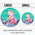 Load image into Gallery viewer, This image shows large and small starry wolf stickers next to each other.
