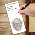 Load image into Gallery viewer, This image shows the Get Stuff Done! Notepad - Steampunk Skulls with a list started.