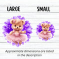 Load image into Gallery viewer, This image shows large and small teddy bear on purple stickers next to each other.