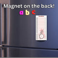 Load image into Gallery viewer, This image shows the Checklist Notepad - Trash Polka on a refrigerator.
