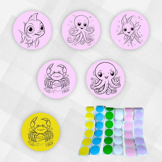 This image shows all 5 Undersea Labels along with the available colors.
