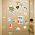 Load image into Gallery viewer, This image shows the 22 Watercolor Cruise Magnets on a door.