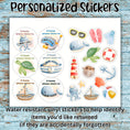 Load image into Gallery viewer, This image shows the sticker sheet that is available as part of the Watercolor Cruise Magnet Accessories.