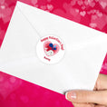 Load image into Gallery viewer, This image shows the personalized valentine sticker on the back of an envelope.