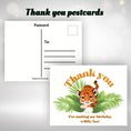 Load image into Gallery viewer, This image shows the front and back of the thank you postcards.
