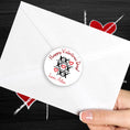 Load image into Gallery viewer, This image shows the personalized valentine sticker on the back of an envelope.
