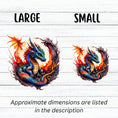 Load image into Gallery viewer, This image shows large and small Baby Dragon in a Nest Die-Cut Sticker next to each other.