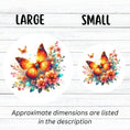 Load image into Gallery viewer, This image shows large and small Orange Butterfly with Stars Die-Cut Stickers next to each other.