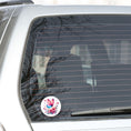 Load image into Gallery viewer, This image shows the Pink and Blue Butterfly Die-Cut Sticker on the back window of a car.