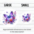 Load image into Gallery viewer, This image shows large and small Purple and Blue Butterfly with Stars die cut stickers next to each other.