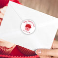 Load image into Gallery viewer, This image shows the personalized valentine sticker on the back of an envelope.