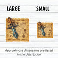 Load image into Gallery viewer, This image shows large and small Pirate Dagger on a Map Die-Cut Stickers next to each other.