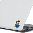 Load image into Gallery viewer, This image shows the Pirate Parrot Die-Cut Sticker on the back of an open laptop.