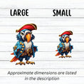 Load image into Gallery viewer, This image shows large and small Pirate Parrot Die-Cut Stickers next to each other.