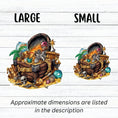 Load image into Gallery viewer, This image shows large and small Pirate Treasure 2 Die-Cut Stickers next to each other.