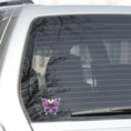Load image into Gallery viewer, This image shows the Steampunk Butterfly 1 Die-Cut Sticker on the back window of a car.