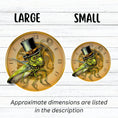 Load image into Gallery viewer, This image shows large and small steampunk grasshopper stickers next to each other.