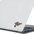 Load image into Gallery viewer, This image shows the Pirate Steampunk Pistol 2 Die-Cut Sticker on the back of an open laptop.