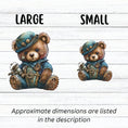 Load image into Gallery viewer, This image shows large and small steampunk teddy stickers next to each other.