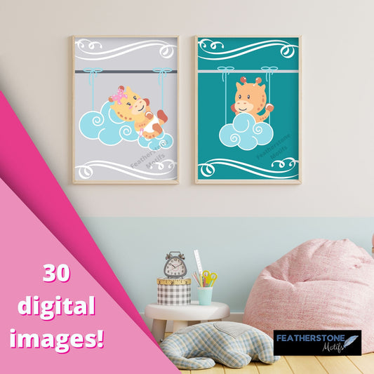 Adorable baby animals! This digital download will allow you to instantly download images of baby elephants, giraffes, and koalas.