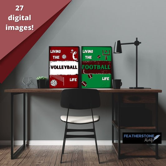 What are your favorite sports? This download set has 27 different images, from badminton to wrestling! Favorites include football, baseball, volleyball, and cheer.