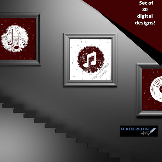 This set of 30 digital images is perfect for all music lovers! Use for craft projects like handmade coasters and greeting cards, or frame and hang them on the wall.