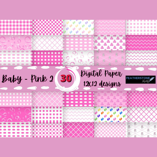 Scrapbookers, this is what you've been looking for! This pink themed baby bundle has 30 unique images that can be printed or used as digital backgrounds.