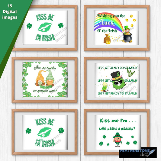Feeling lucky? This set of 15 digital images are just right for your St. Patrick's Day celebrations! Use for craft projects like handmade coasters and greeting cards, or frame and hang them on the wall.